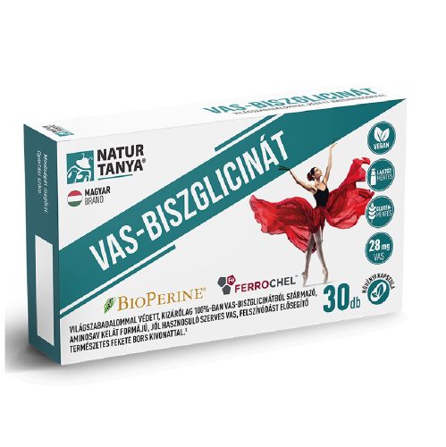 Natur Tanya® Vas-biszglicinát 30db kapsz BioPerine® fekete bors kivonattal